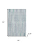 5' X 8' Mint Green And Denim Blue Striped Washable Area Rug With UV Protection