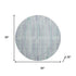 8' Mint Green And Denim Blue Striped Washable Round Rug With UV Protection