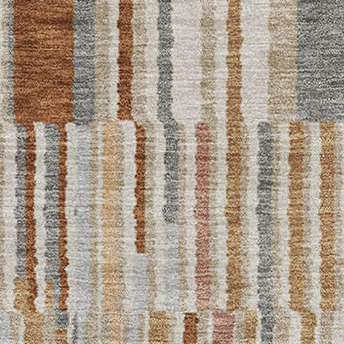 5' X 8' Rust And Gray Striped Washable Area Rug With UV Protection