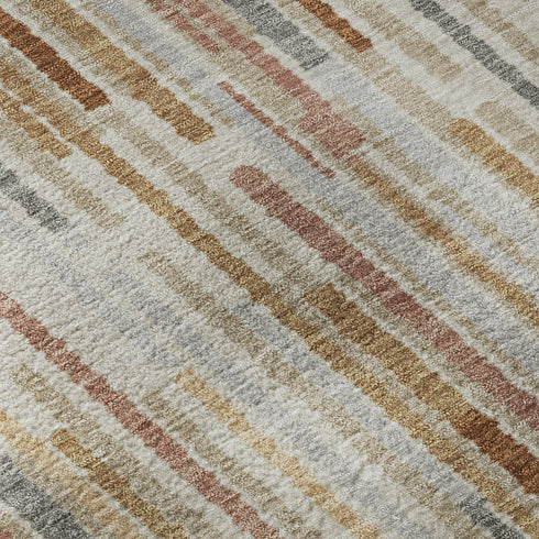 5' X 8' Rust And Gray Striped Washable Area Rug With UV Protection