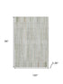 8' X 10' Sage And Ivory Striped Washable Area Rug With UV Protection