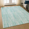 8' X 10' Turquoise And Sky Blue Striped Washable Area Rug With UV Protection