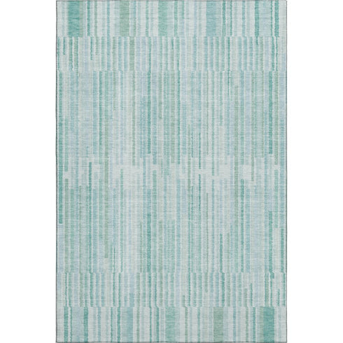 8' X 10' Turquoise And Sky Blue Striped Washable Area Rug With UV Protection