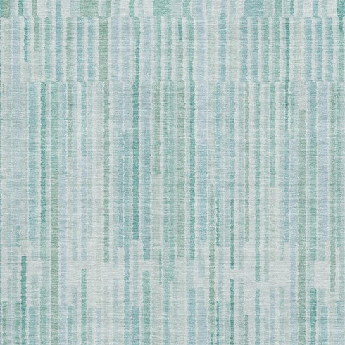 8' X 10' Turquoise And Sky Blue Striped Washable Area Rug With UV Protection