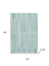 8' X 10' Turquoise And Sky Blue Striped Washable Area Rug With UV Protection