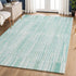 8' X 10' Turquoise And Sky Blue Striped Washable Area Rug With UV Protection