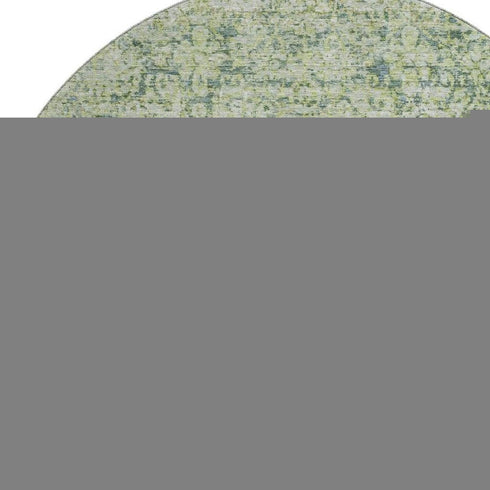 8' Sage And Olive Green Abstract Washable Round Rug With UV Protection