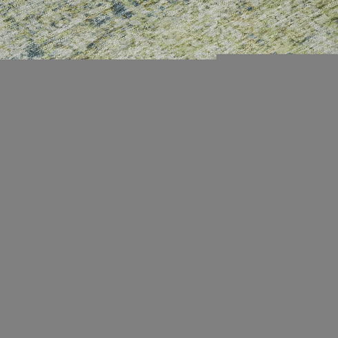 8' Sage And Olive Green Abstract Washable Round Rug With UV Protection