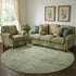 8' Sage And Olive Green Abstract Washable Round Rug With UV Protection