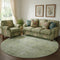 8' Sage And Olive Green Abstract Washable Round Rug With UV Protection