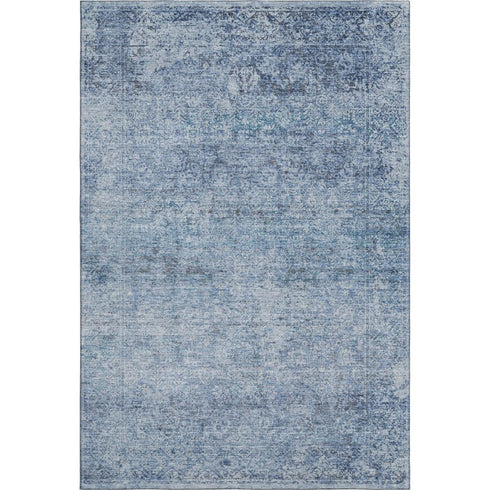 5' X 8' Blue And Denim Blue Abstract Washable Area Rug With UV Protection