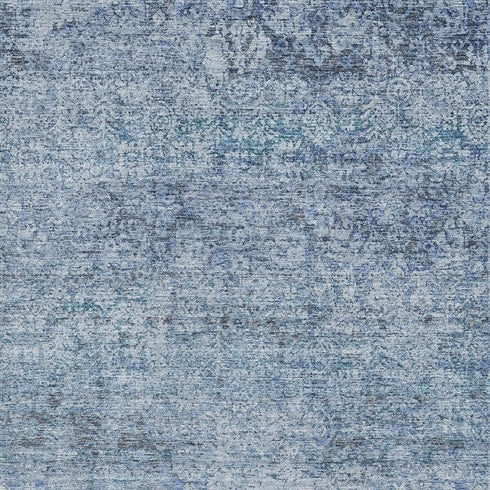5' X 8' Blue And Denim Blue Abstract Washable Area Rug With UV Protection