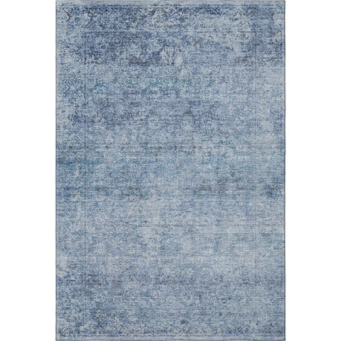 5' X 8' Blue And Denim Blue Abstract Washable Area Rug With UV Protection