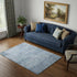 5' X 8' Blue And Denim Blue Abstract Washable Area Rug With UV Protection