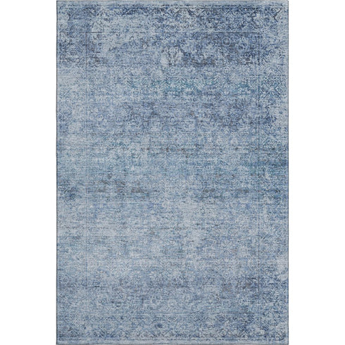 8' X 10' Blue And Denim Blue Abstract Washable Area Rug With UV Protection