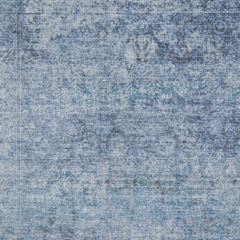 8' X 10' Blue And Denim Blue Abstract Washable Area Rug With UV Protection