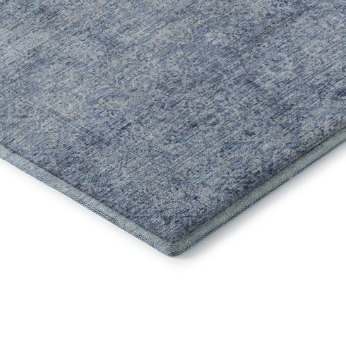 8' X 10' Blue And Denim Blue Abstract Washable Area Rug With UV Protection