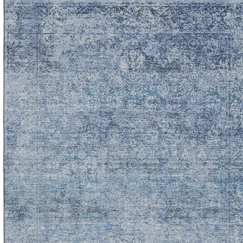8' X 10' Blue And Denim Blue Abstract Washable Area Rug With UV Protection