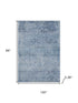 8' X 10' Blue And Denim Blue Abstract Washable Area Rug With UV Protection
