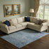 8' X 10' Blue And Denim Blue Abstract Washable Area Rug With UV Protection
