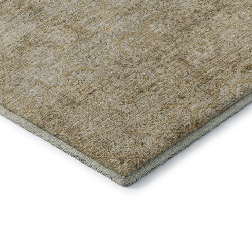 8' X 10' Copper And Beige Abstract Washable Area Rug With UV Protection