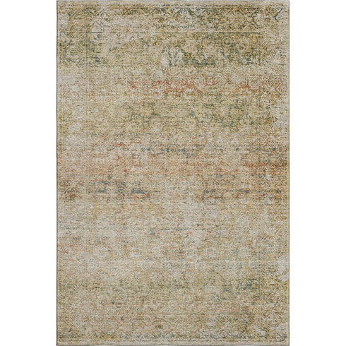 5' X 8' Gold And Beige Abstract Washable Area Rug With UV Protection