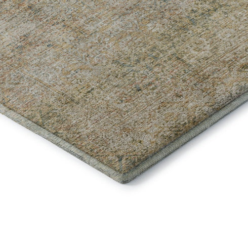 5' X 8' Gold And Beige Abstract Washable Area Rug With UV Protection