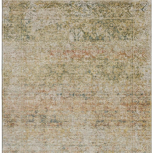 5' X 8' Gold And Beige Abstract Washable Area Rug With UV Protection
