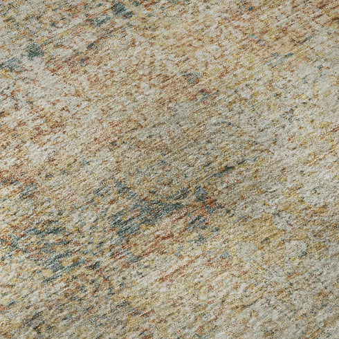 5' X 8' Gold And Beige Abstract Washable Area Rug With UV Protection