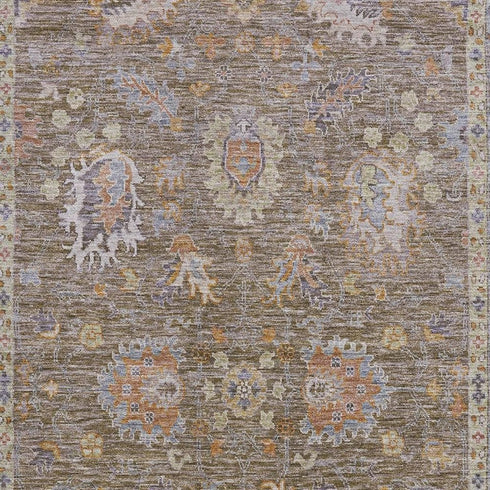 8' X 10' Brown And Lavender Oriental Washable Area Rug With UV Protection