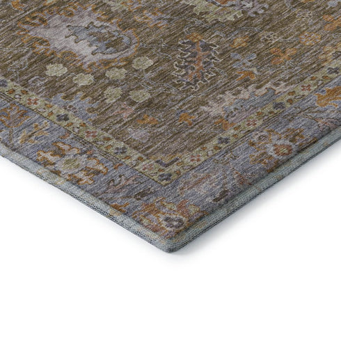 8' X 10' Brown And Lavender Oriental Washable Area Rug With UV Protection