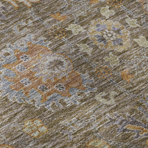 8' X 10' Brown And Lavender Oriental Washable Area Rug With UV Protection