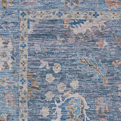 5' X 8' Blue And Taupe Oriental Washable Area Rug With UV Protection