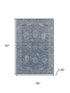 5' X 8' Blue And Taupe Oriental Washable Area Rug With UV Protection