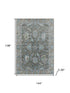 9' X 12' Fern Green And Denim Blue Oriental Washable Area Rug With UV Protection