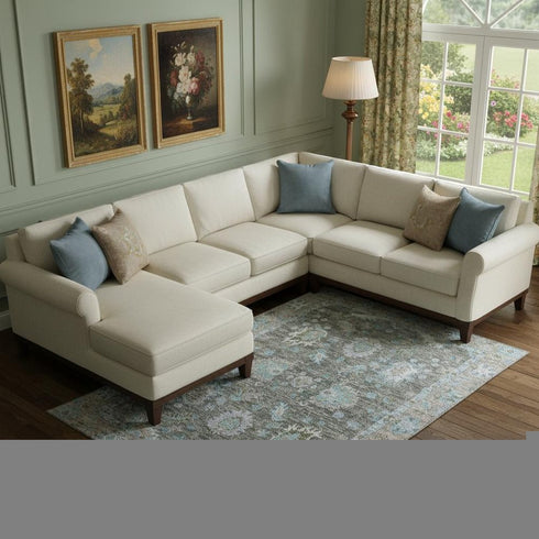 9' X 12' Fern Green And Denim Blue Oriental Washable Area Rug With UV Protection