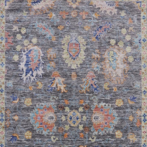 5' X 8' Gray And Copper Oriental Washable Area Rug With UV Protection