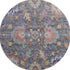 8' Gray And Copper Oriental Washable Round Rug With UV Protection