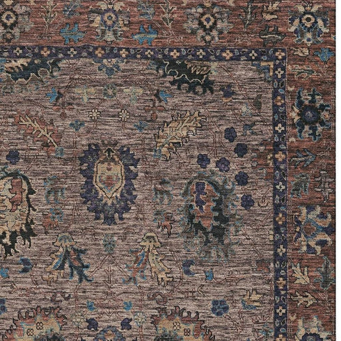 5' X 8' Coffee And Copper Oriental Washable Area Rug With UV Protection