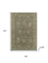 5' X 8' Olive Green And Beige Oriental Washable Area Rug With UV Protection