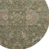 8' Olive Green And Beige Oriental Washable Round Rug With UV Protection