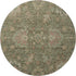 8' Olive Green And Beige Oriental Washable Round Rug With UV Protection
