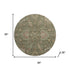8' Olive Green And Beige Oriental Washable Round Rug With UV Protection