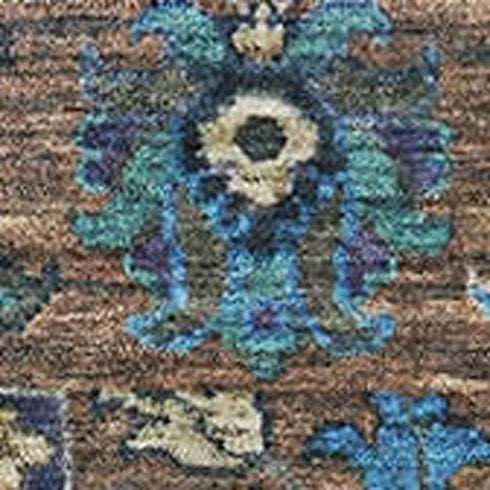 5' X 8' Pewter And Teal Oriental Washable Area Rug With UV Protection