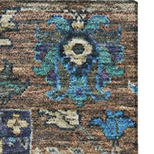 5' X 8' Pewter And Teal Oriental Washable Area Rug With UV Protection