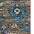 5' X 8' Pewter And Teal Oriental Washable Area Rug With UV Protection