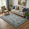 5' X 8' Pewter And Teal Oriental Washable Area Rug With UV Protection
