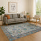 8' X 10' Pewter And Teal Oriental Washable Area Rug With UV Protection