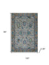 8' X 10' Pewter And Teal Oriental Washable Area Rug With UV Protection