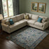 8' X 10' Pewter And Teal Oriental Washable Area Rug With UV Protection